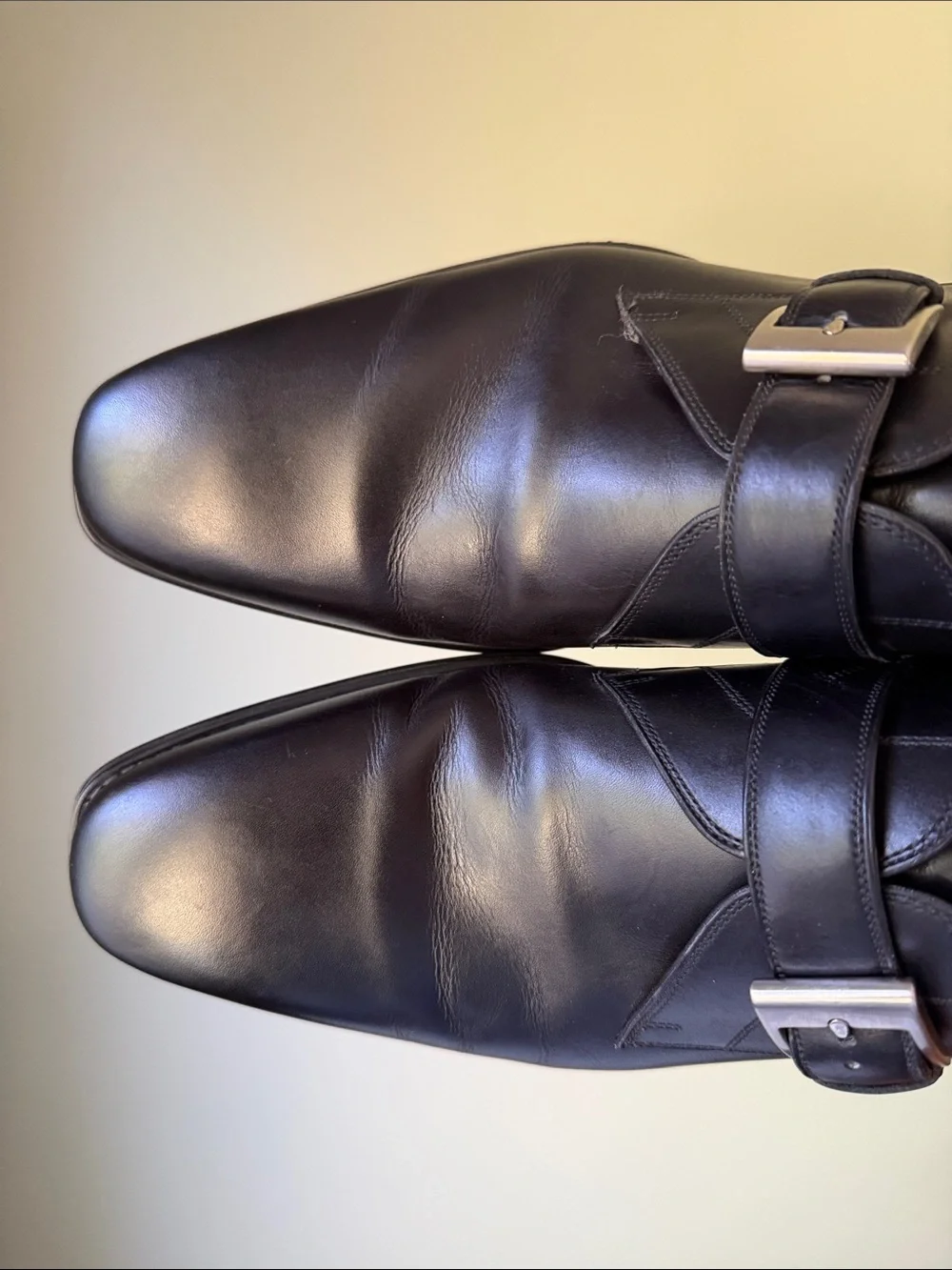 Magnanni Black Leather Monk Strap Dress Shoes Single Monk Buckle Oxford Portugal